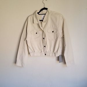 NWT forever flower jacket size L beige